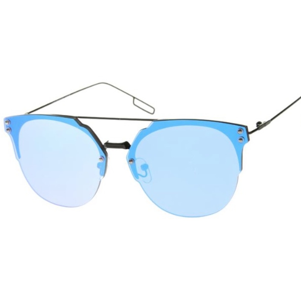 Blue Mirrored Frameless Sunglasses